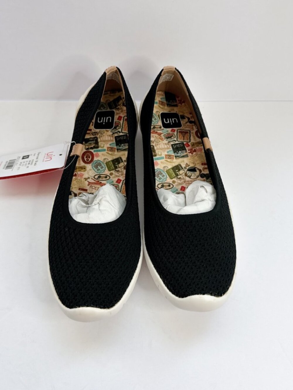 Women’s Size 9 UIN Black Knit Charcoal Slip-On Shoes Comfort Travel Casual